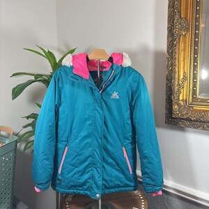 Zeroxposur Girls Teal Pink Winter Jacket Size 14/16